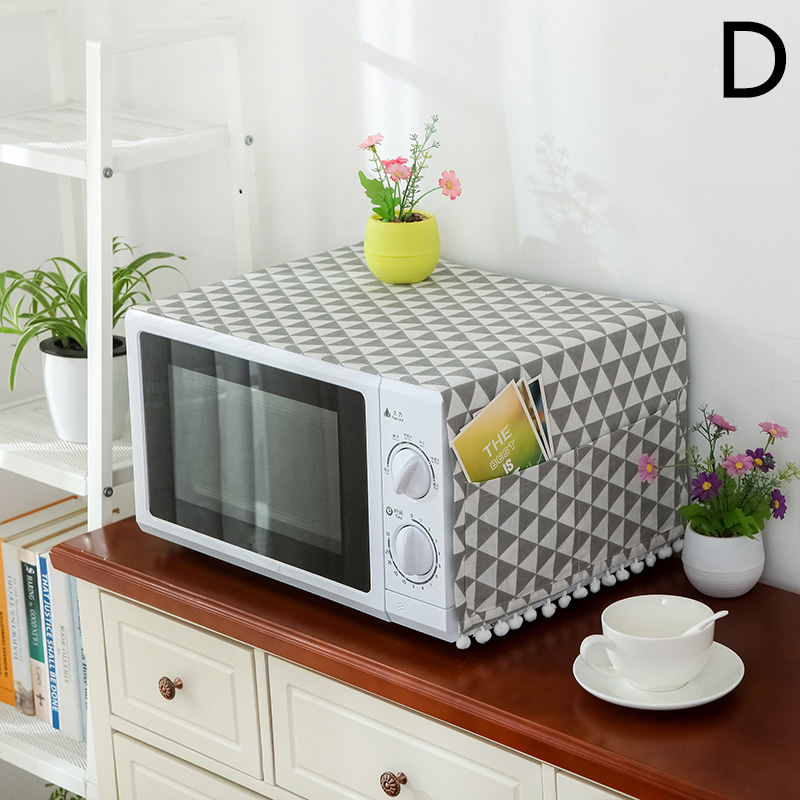 Dustproof Microwave Cover Simple Microwave Oven Hood Oil Dust Cover with Storage Bag Kitchen Accessories Supplies Home Decor: D