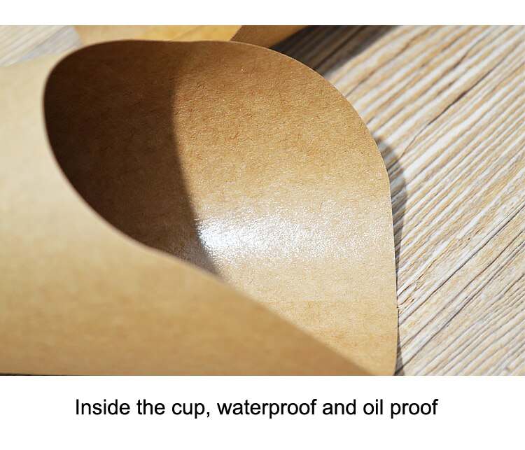 100 stk fransk steg scoop papir kopper originale brune kraftpapir boble vaffel scoop kopper