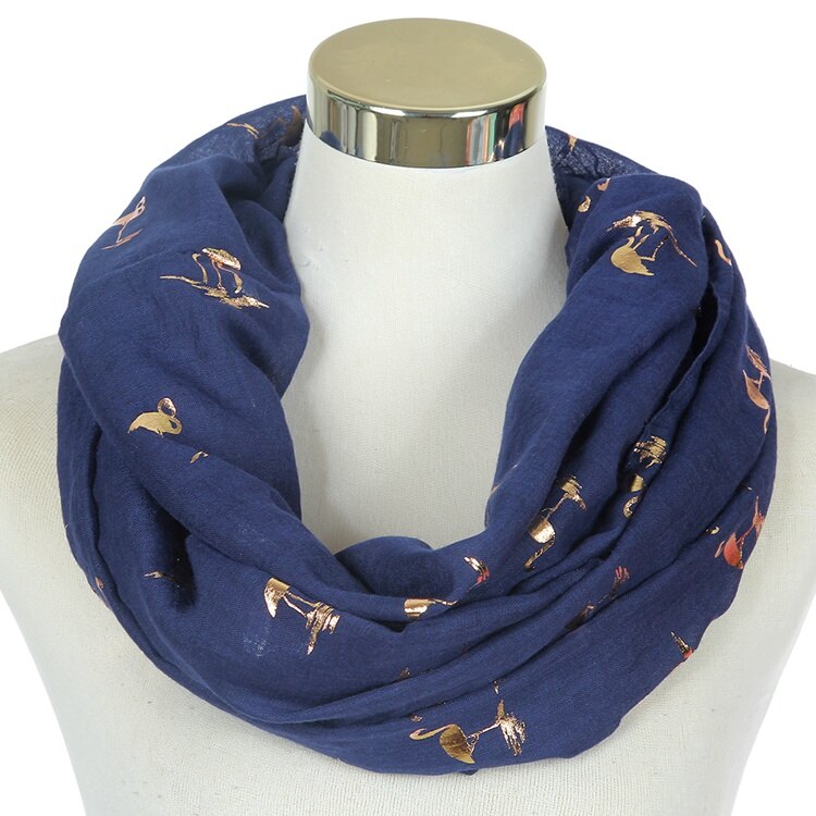 Foxmother Mode Glanzende Roze Mint Bronzing Folie Goud Flamingo Swan Ring Sjaal Snood Foulard Sjaal Vrouwen: Navy Loop