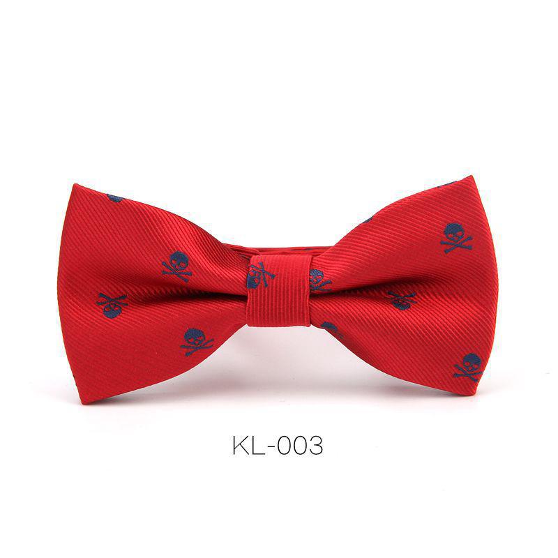 Pajarita ajustable de calavera para hombre, nueva corbata de lazo a la para ocio, color negro, vino y rojo,: KL003