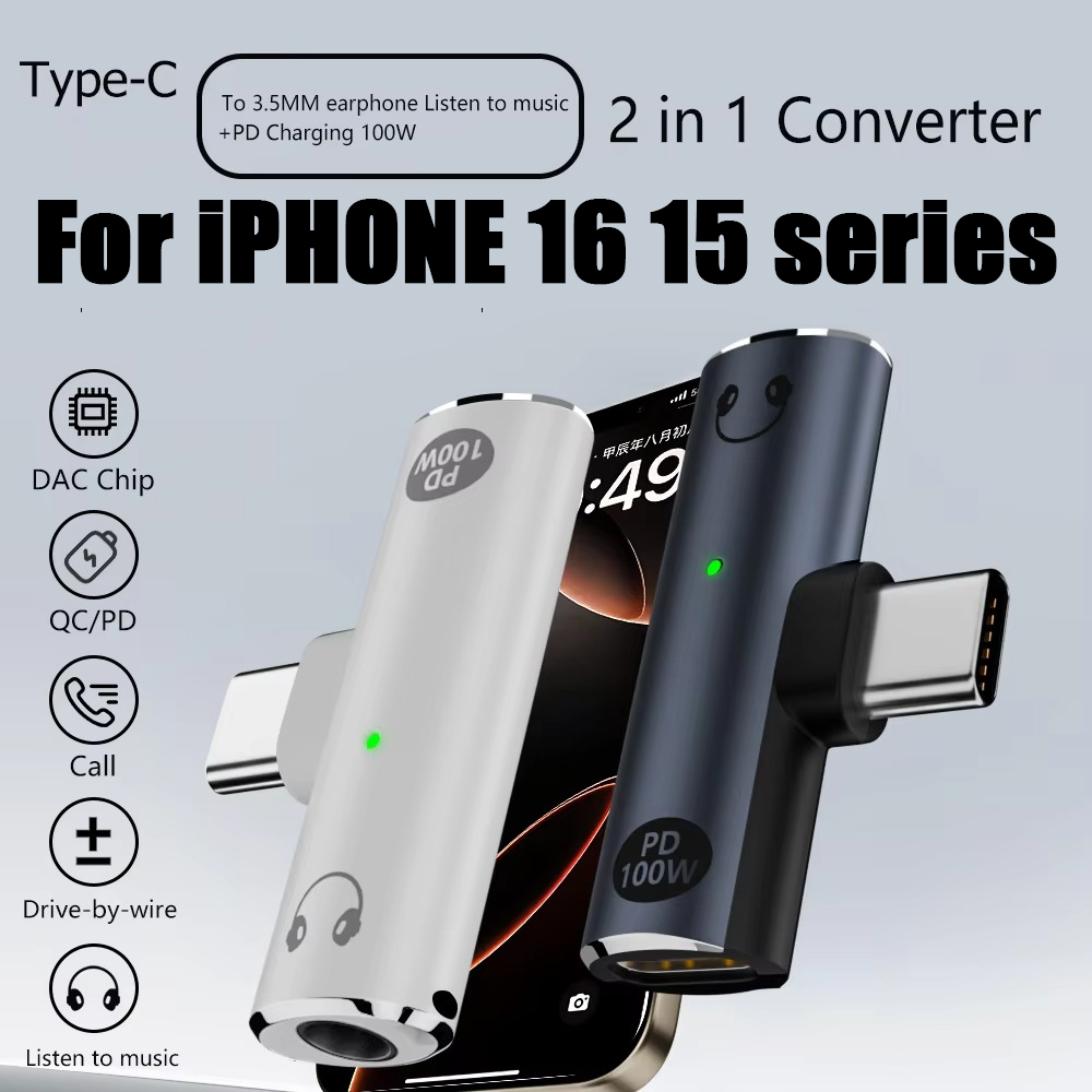 adapter słuchawkowy USB C na 3,5 mm Ładowarka 100 W Ładowarka USB C na PD Ładowarka Aux audio Jacek z DAC o wysokiej rozdzielczości i szybkim ładowaniem