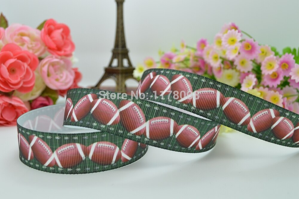 7/8 " 22mm fodboldtrykt grosgrain bånd hårbue diy håndlavet oem 50yd