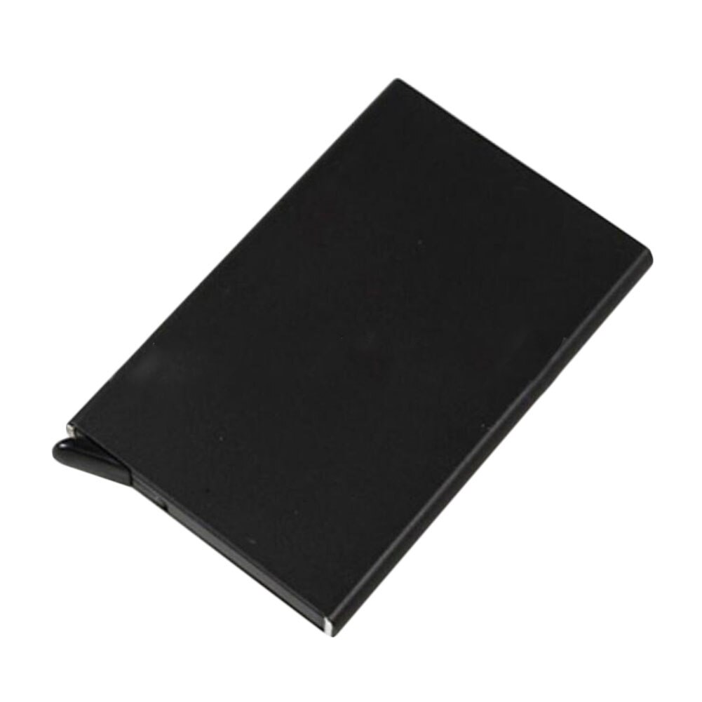 Men Metal Stainless Steel Card Holder Case Silver Aluminium Travel Wallet Rfid Business ID Credit Bank Card Case for Cards: Black