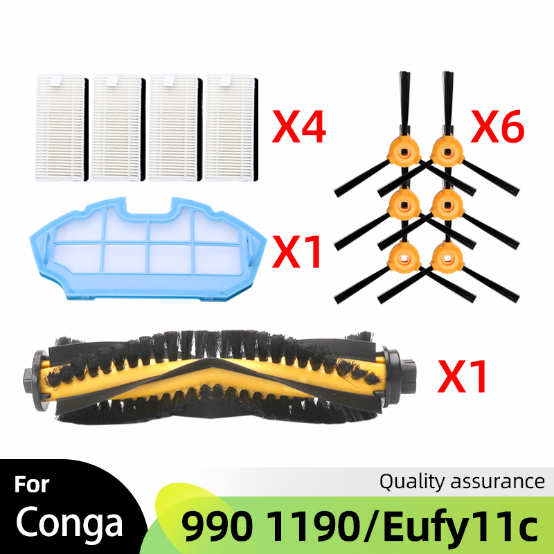 For Cecotec Conga Excellence 990 Conga 1190, Eufy RoboVac 11 11C, Ecovacs N79S Spare Parts Main Side Brush Hepa Filter Accessory: WHITE