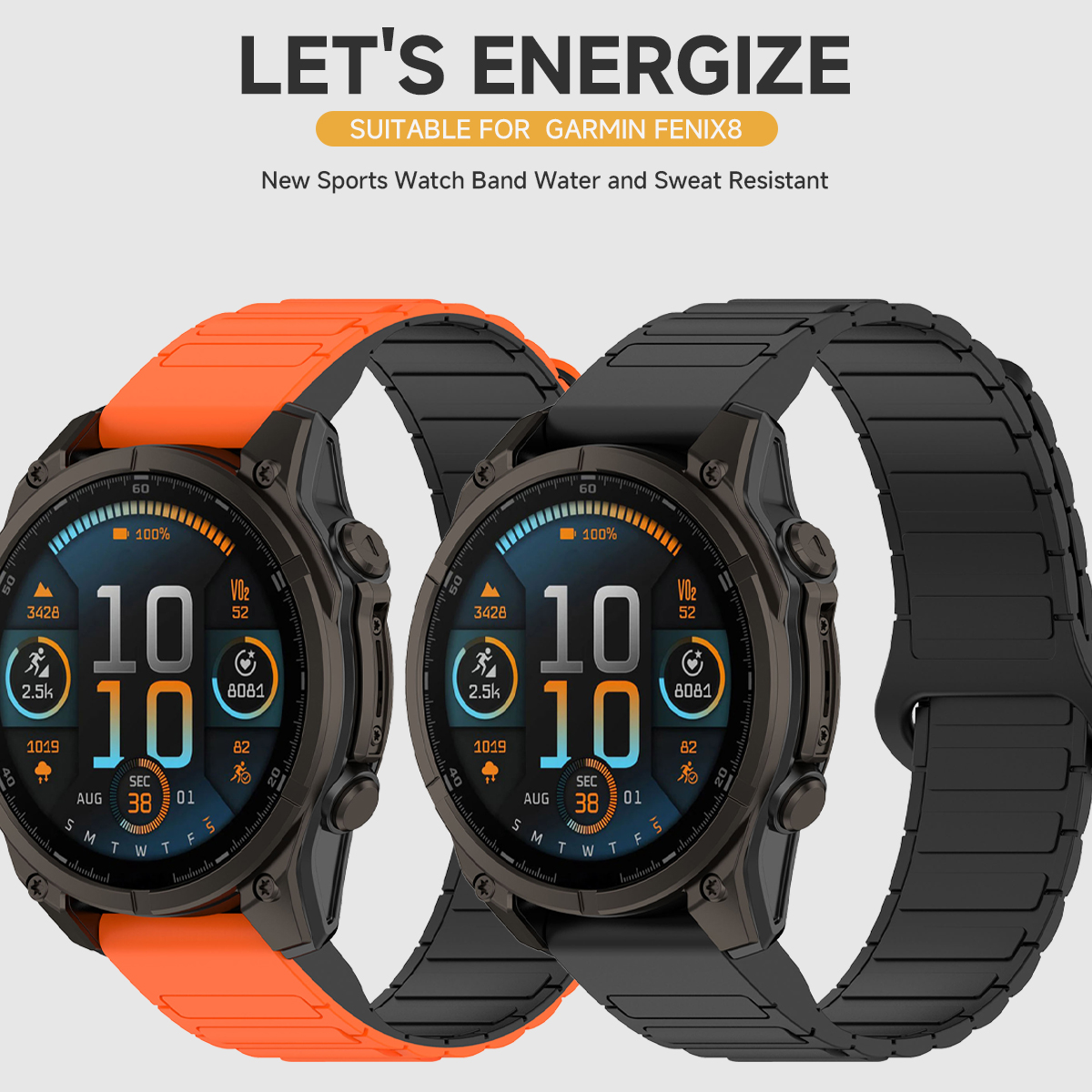Brățară Magnetică din Silicon pentru Smartwatch - 20mm 22mm 26mm QuickFit - Compatibilă Garmin Fenix 8 7X 7 7S 5X 5S Plus 3HR