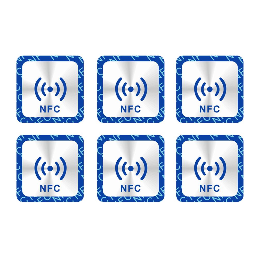 6 stk / lot nfc tags klistermærker nfc 213 anti metal rfid metallisk klæbemærkat klistermærke universal lable nfc 213 tag til alle nfc telefoner