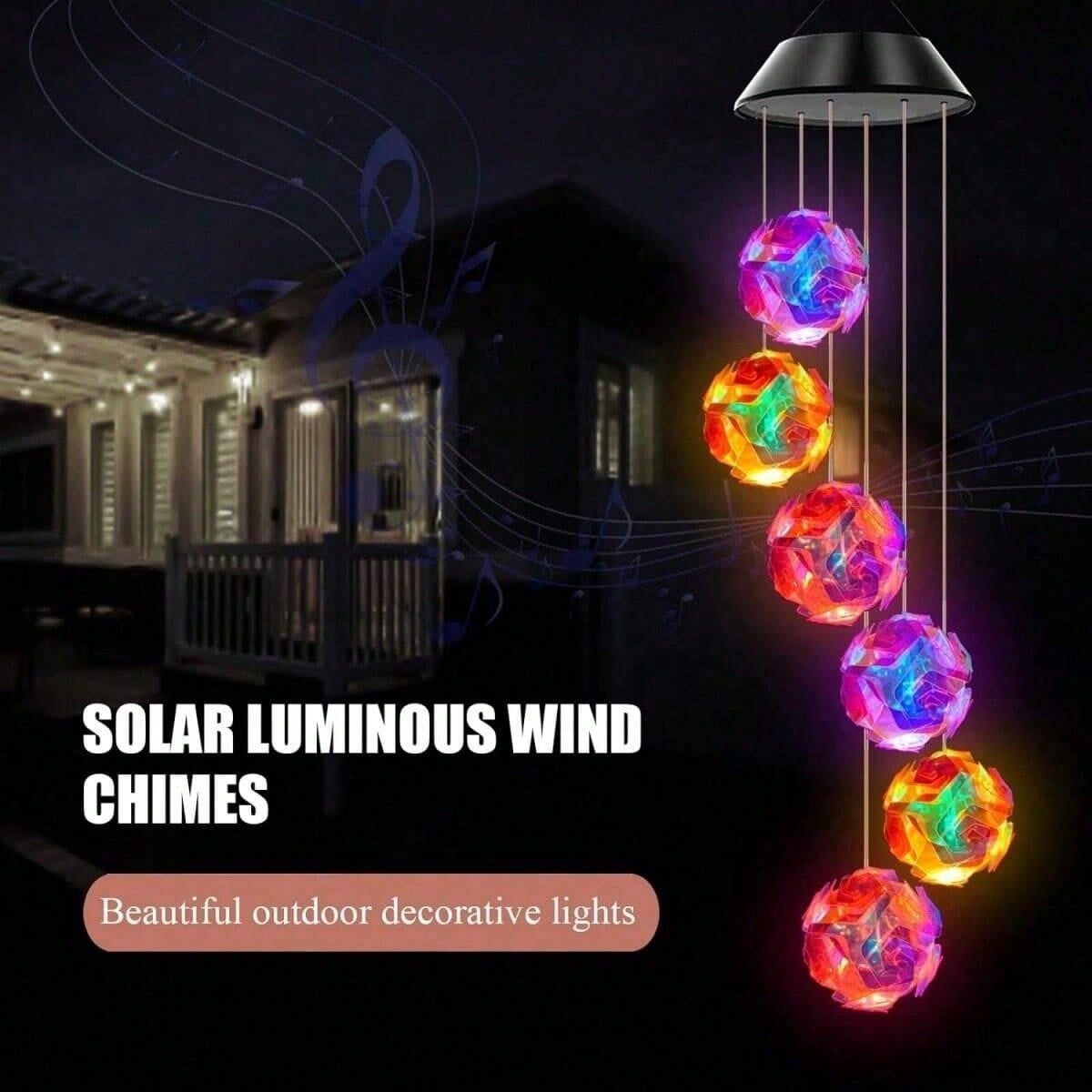 Campanas de viento que cambian de Color Solar, 6 LED RGB, cambios automáticamente de Color para el hogar, jardín, exterior, balcón, decoración, 1 Uds.: Azul