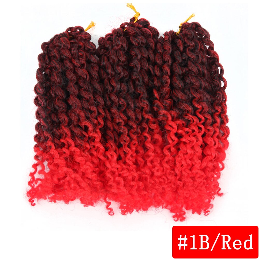 Pageup Marley Braids Hair For Women Ombre 1B/Blue 8 Inch Synthetic Crochet Braids Braiding Hair Extensions 3Pcs/Pac: 1B-Red