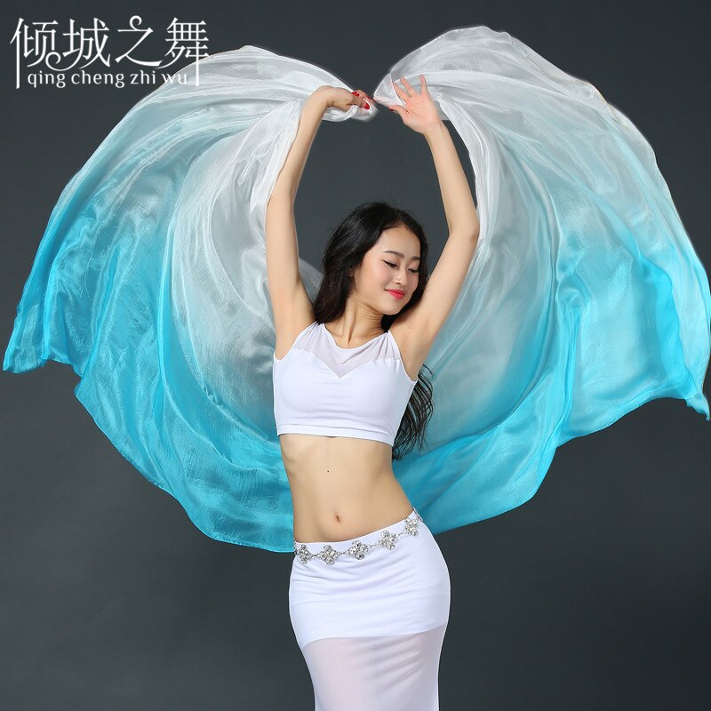 SJ005-velo de danza del vientre para mujer, de seda de tamaño de 260x114cm, velos de baile profesionales para mujer, accesorios para actuación en escenario, SJ005