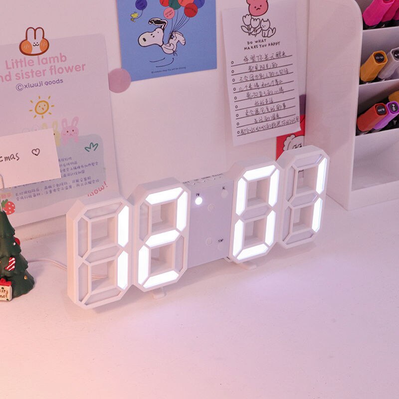 Nordic Digital Alarm Clocks Wall Hanging Watch Snooze Function Table Clock Calendar Thermometer Display Office Electronic Watch