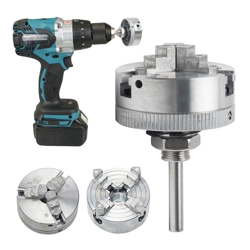 3 Jaw Zinc Alloy Lathe Chuck Wood Turning Clamp Drilling Tool Threaded Back for Machine with Connecting Rod