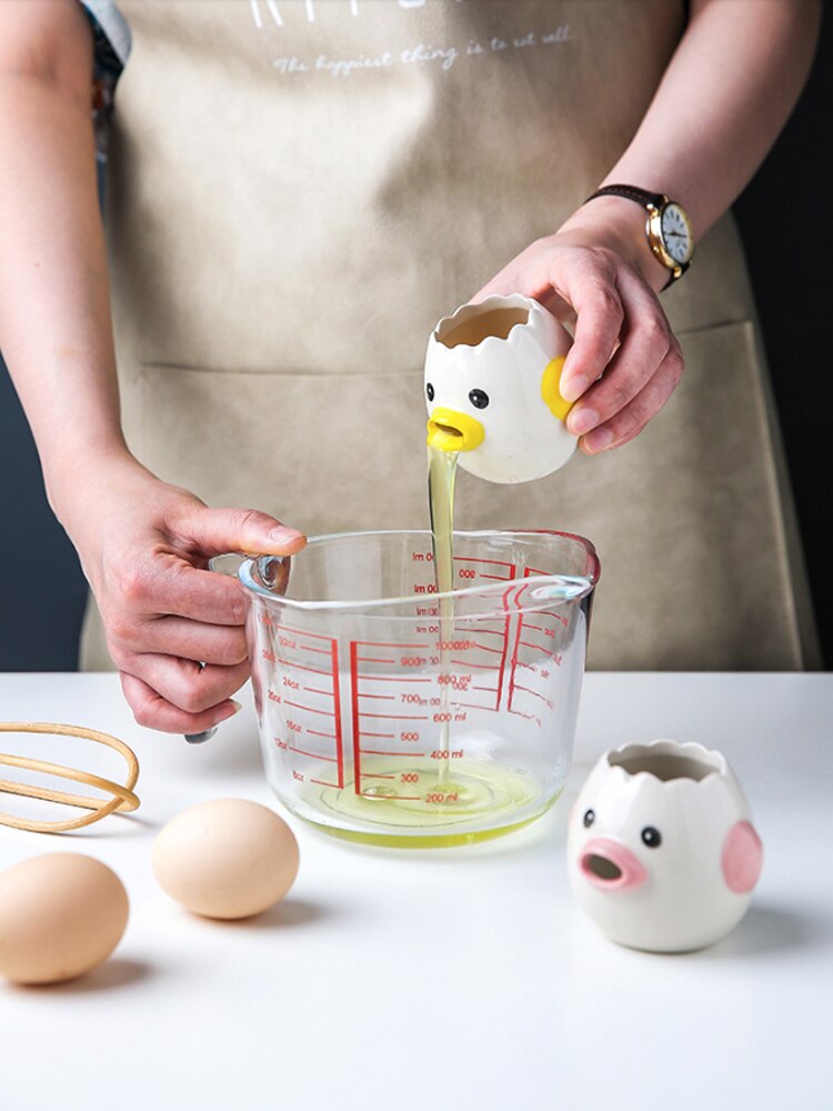 Tegneserie kylling keramisk ægdeler hvid æggeblomme separator æg flydende filter bageværktøj ægholder køkkenforsyning