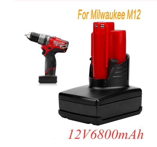 High Capacity Battery Tools for Milwaukee M12 12v 12800mah Rechargeable Li-ion Power Tool Replacement Battery Backup Battery L10: 6800mah