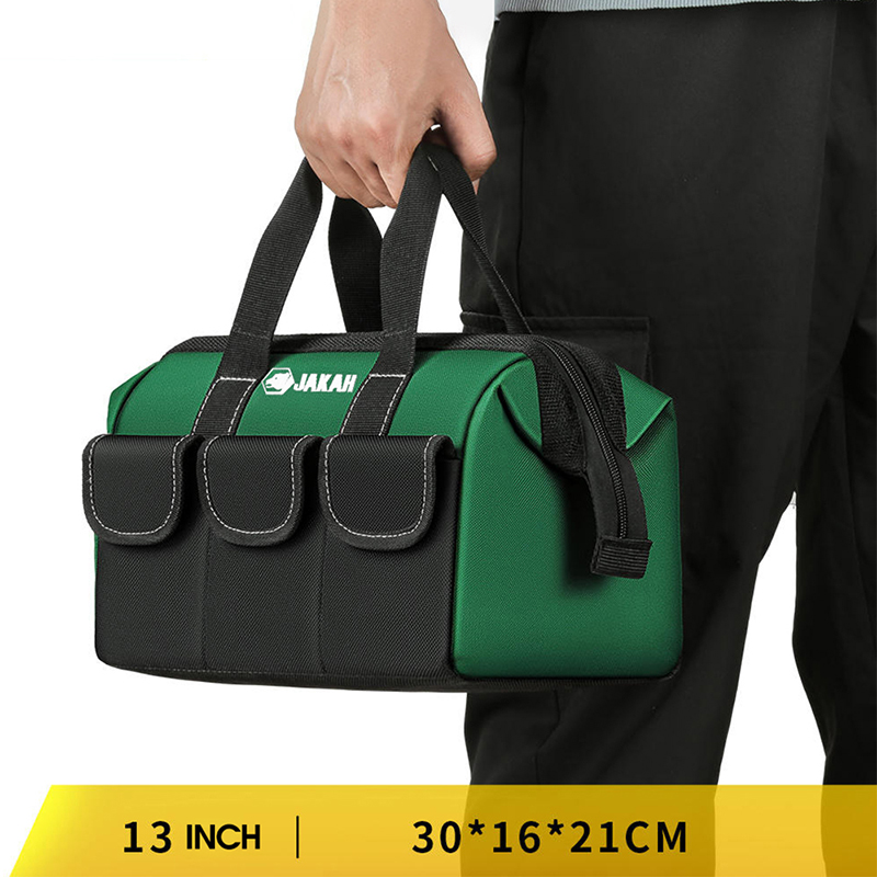 Handtasche, wasserdicht, robust, großes FassungsvermöGen, breite Öffnung, tragbare Werkzeugtasche für Zimmerei, Elektriker, Werkzeug-Tragetasche: Grün