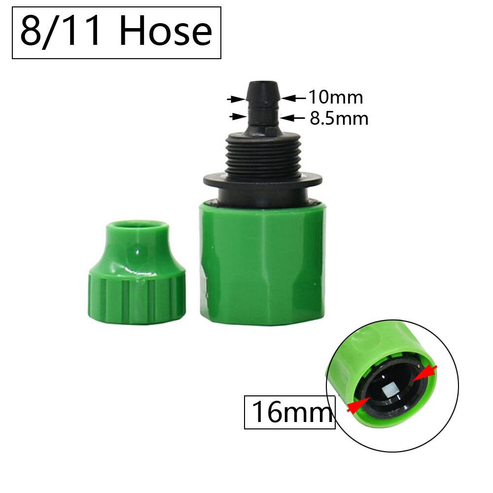 Garden Quick Coupling Adapter with 1/4 (ID 4mm) or 3/8 inch (8mm) Barbed Connector for Irrigation Garden Watering Greenhouse: green