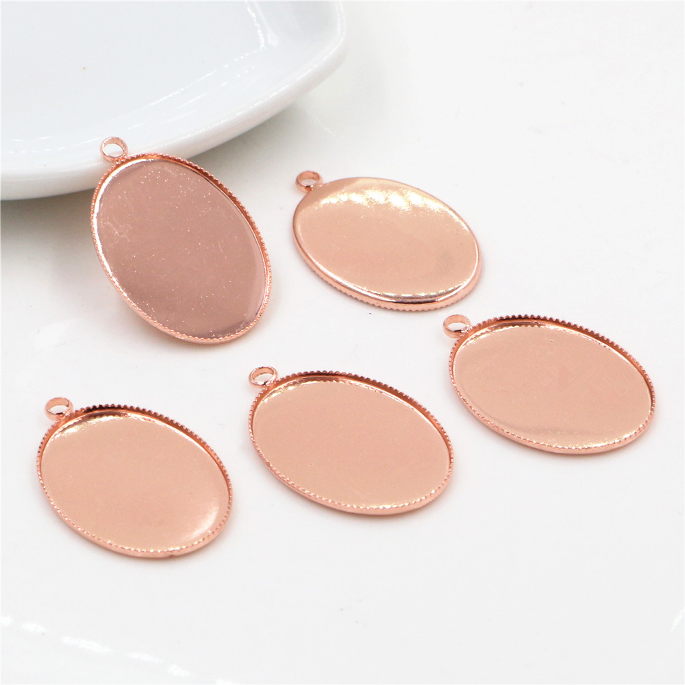 10 Pcs 18X25 Mm 6 Kleuren Plated Copper Oval Tand Cabochon Base Cameo Instellingen Cabochon Cameo base