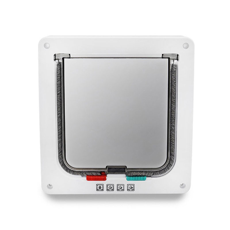 Grappige plastic 4 -weg afsluitbare katten- en hondenkluisklep voor huisdieren, huisdeur, dierenluik, honden- en kattenluik, veiligheidsproducten: Wit / Ik