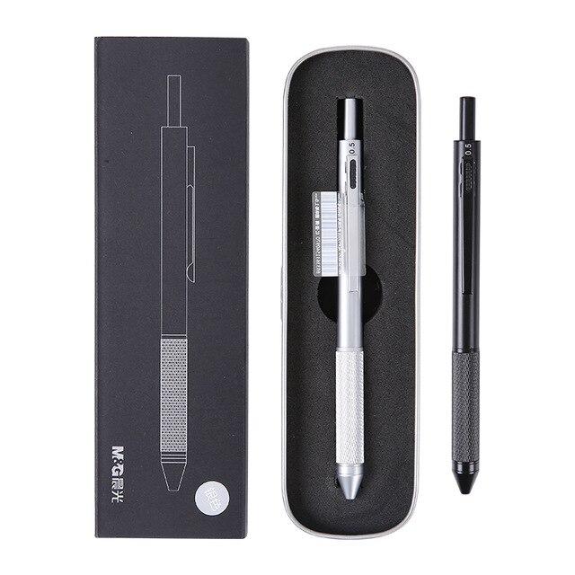 M & G plein métal multi-fonction stylo automatique crayon couleur stylo à bille pour apprendre des fournitures de bureau ADPY3501 avec boîte: Silver