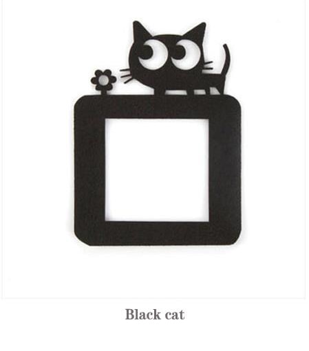 Słodki kreskówka filc dziurawy-na zewnątrz przełączanie naklejki kreatywna dekoracja domu kreskówka ścienna naklejki umieszczone filcowe puste gniazdo przełącznika: czarny