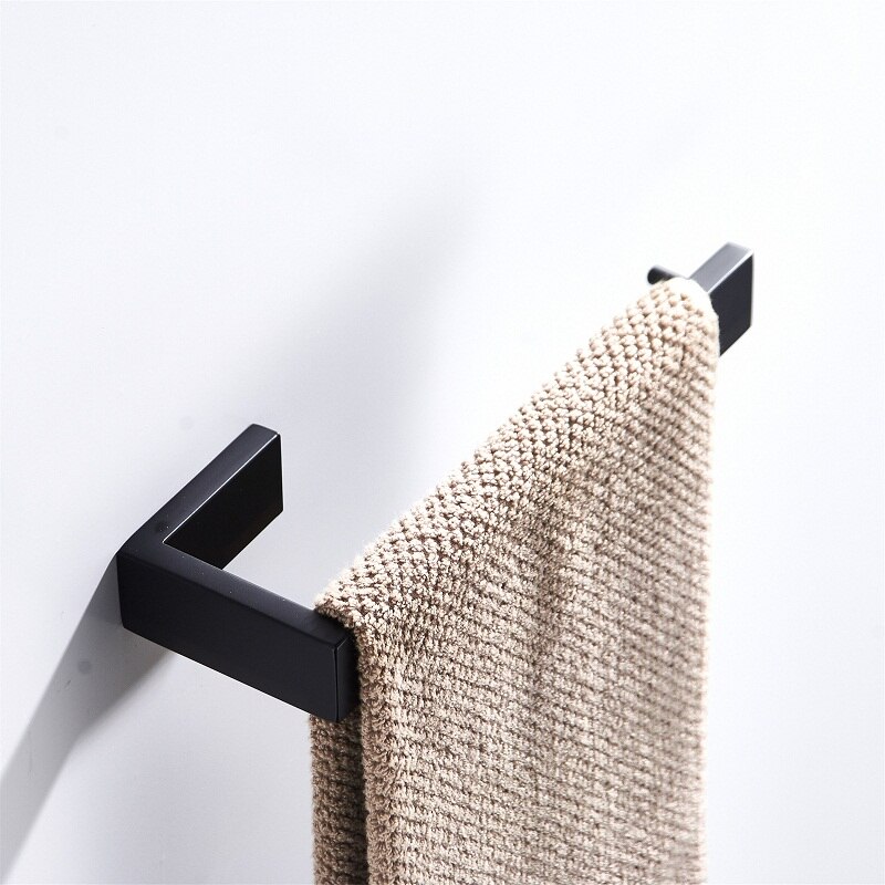 Mat sort 304 rustfrit stål badeværelse hardware sæt morgenkåbe krog håndklædestang toiletpapir håndklædeholder badeværelsestilbehør: Håndklæde ring