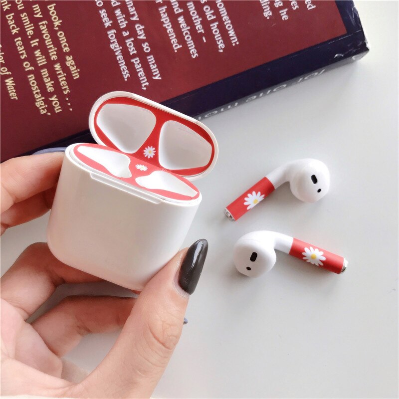 Peau d'avocat housse de protection autocollants pour Airpods étui anti-poussière autocollant peau couverture intérieure autocollants Film pour Air Pods 1/2