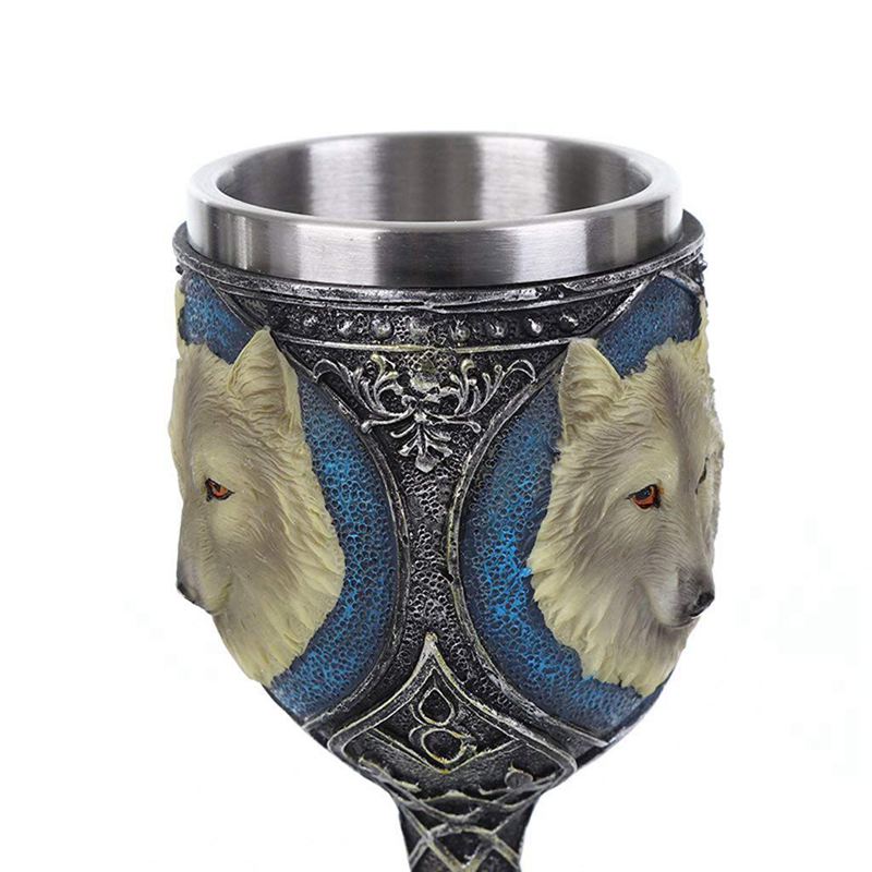 Copa de vino decorativa, Copa gótica de resina con revestimiento de acero inoxidable, tazón taza aislante decorativa para Halloween, Carnaval, Carnaval, P