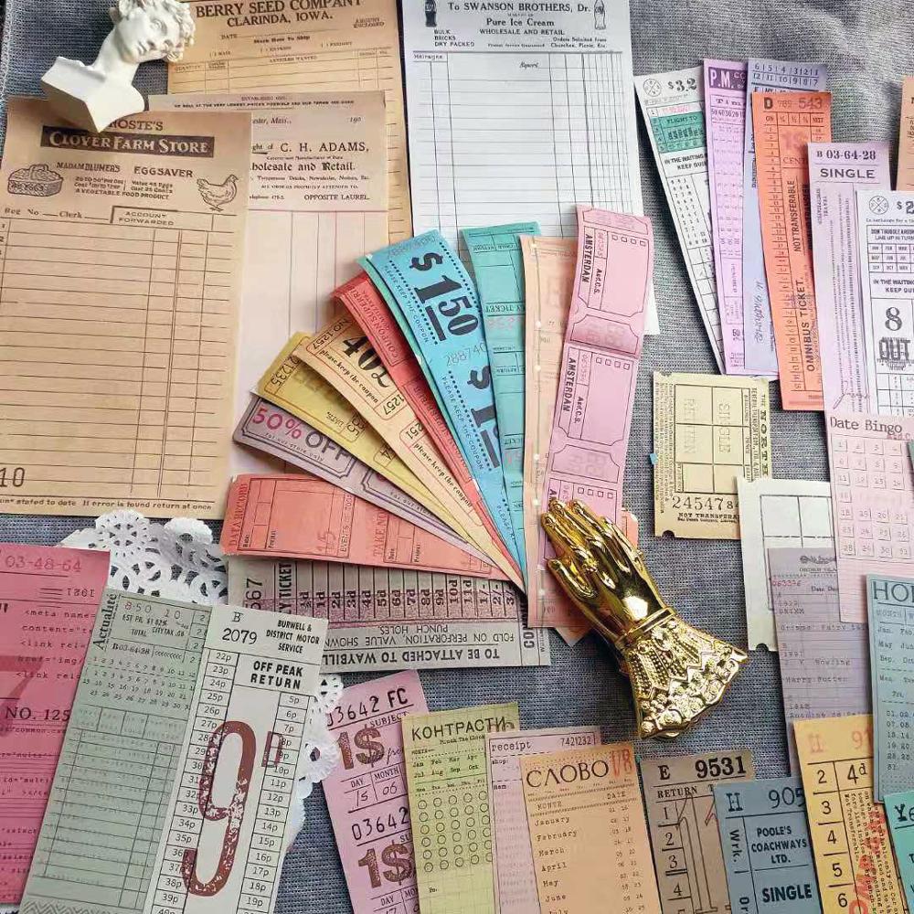 68 Uds Vintage boleto pegatinas Retro recibo Bingo volumen \ Plan diario Scrapbooking Diy etiqueta de la planificación de viajes diario Ablum