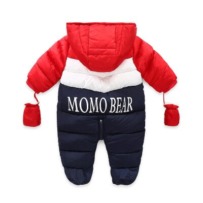 Bebê recém-nascido snowsuit crianças infantil casaco de inverno quente forro com capuz zíper macacão meninos meninas pato para baixo outwear macacão