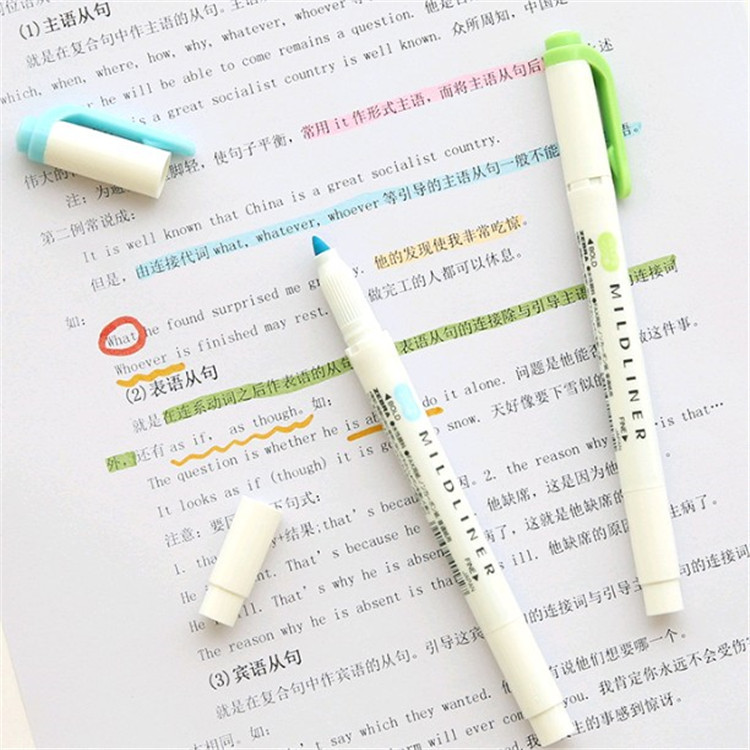 5Pcs/Set Japanese Zebra Mild Liner Double Headed Highlighter Pen Drawing Marker Pens Zebra Mildliner Scribble Stationery