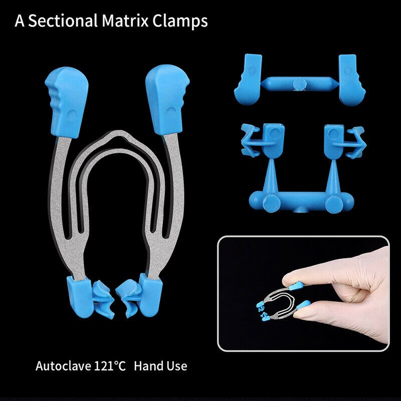 1 Set Dental Matrix Clip Matrices Clams Wedges Tinas Ring Blue Pad 121℃: A