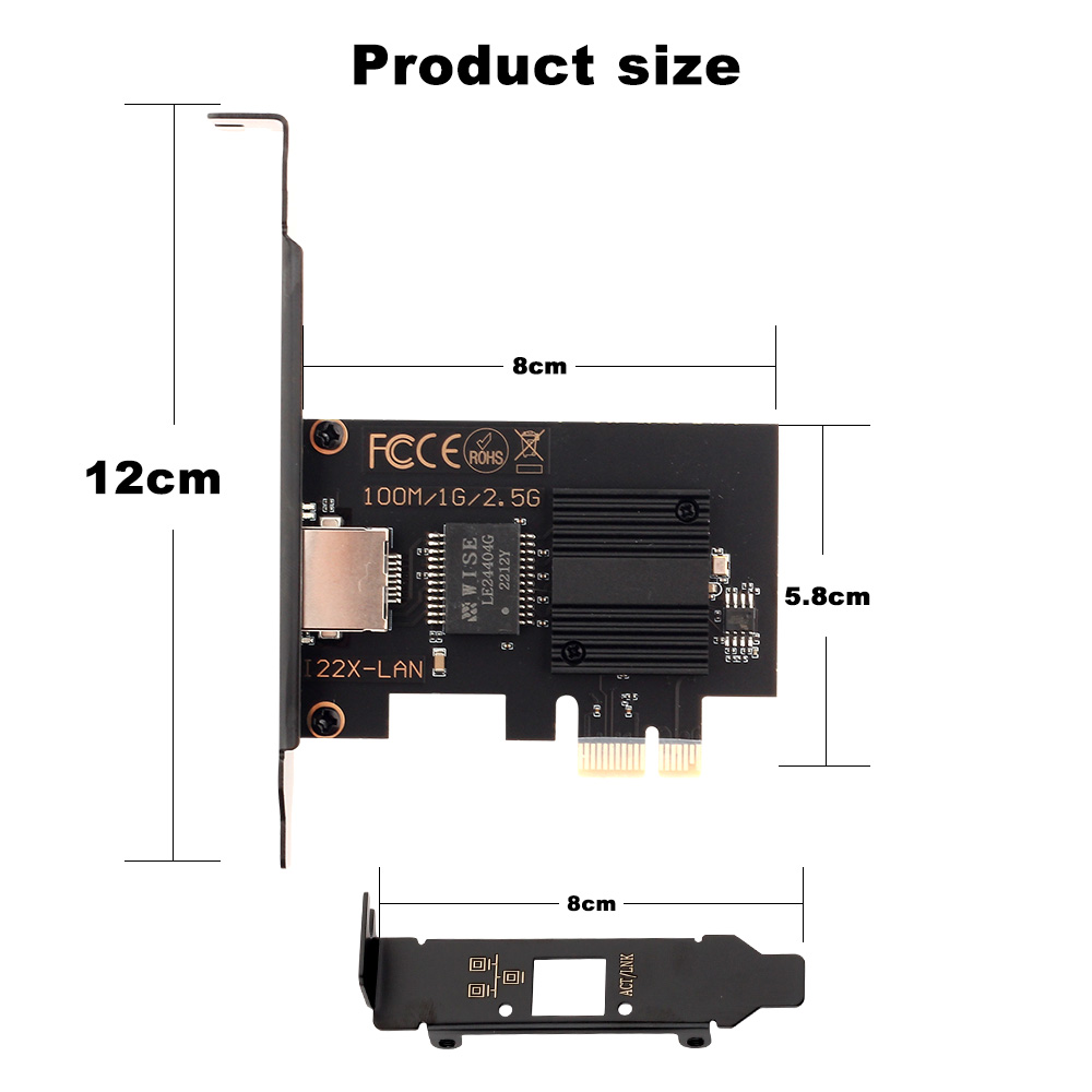 Scheda di rete 2.5G Intel i226 PCIE a RJ45 100/1000/2500Mbps Interfaccia RJ45 LAN Etherent Adattatore Gigabit per PC/desktop per Win
