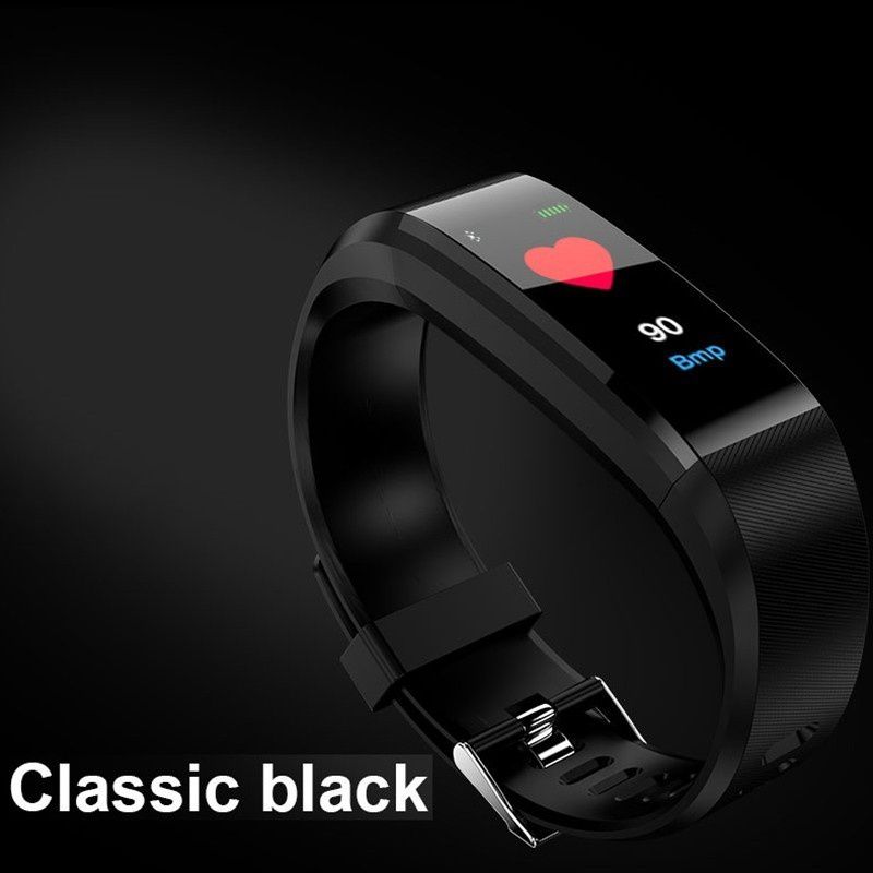 Armband Sport Bluetooth Polsbandje Hartslagmeter Horloge Activiteit Fitness Tracker Smart Polsband Fitness Band: Black