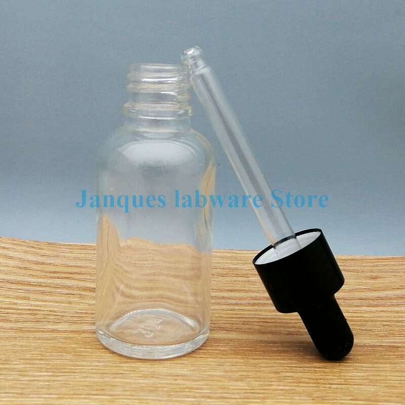 10 st 5ml to 100ml klarglas droppflaska svart sug reagens pipett, essentiella olja flaskor för labb experiment
