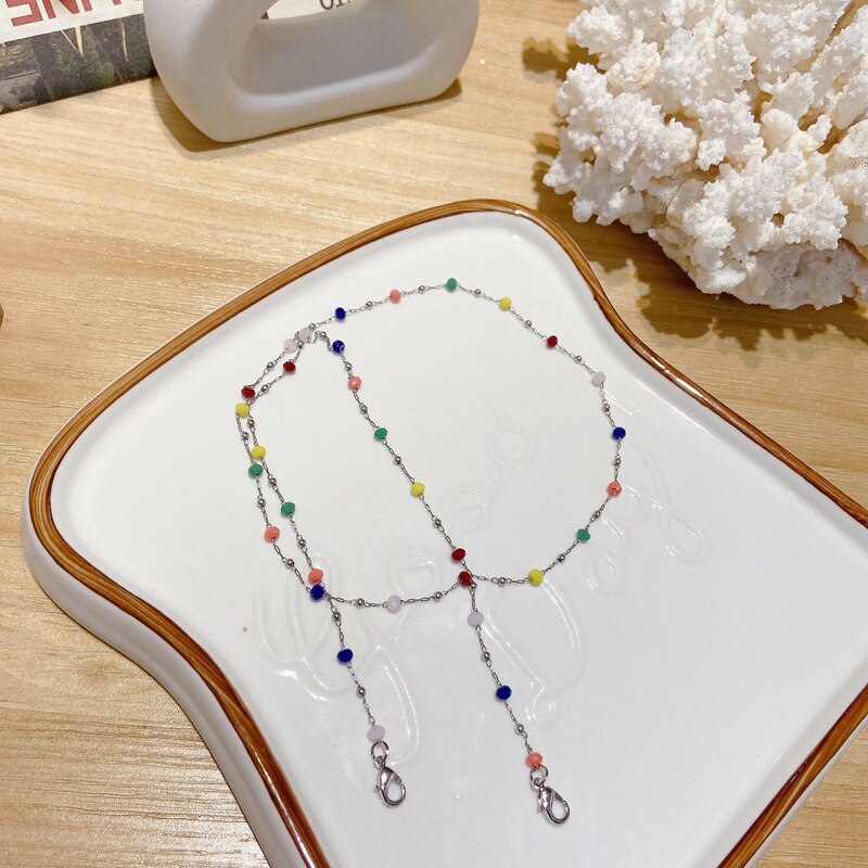 MENGJIQIAO Korean Colorful Acrylic Beads Glasses Chain Necklace For Women Costume Strap Holder Neck Lanyard Jewelry: colorful silvercolor