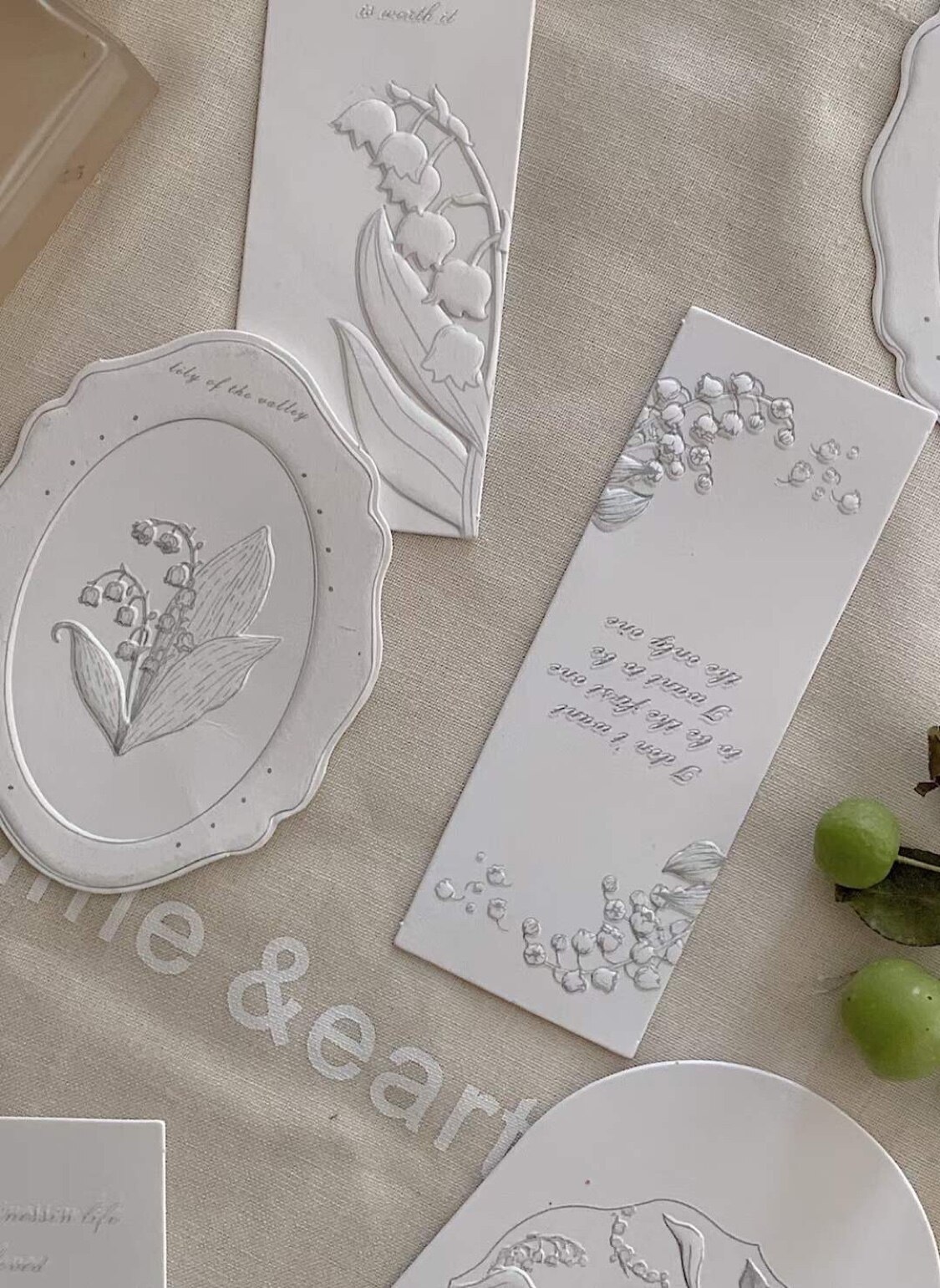 Marcapáginas de lirio del valle, tarjetas en relieve, accesorios de oficina, decoración de papelería linda, tarjetas de felicitación, papelería