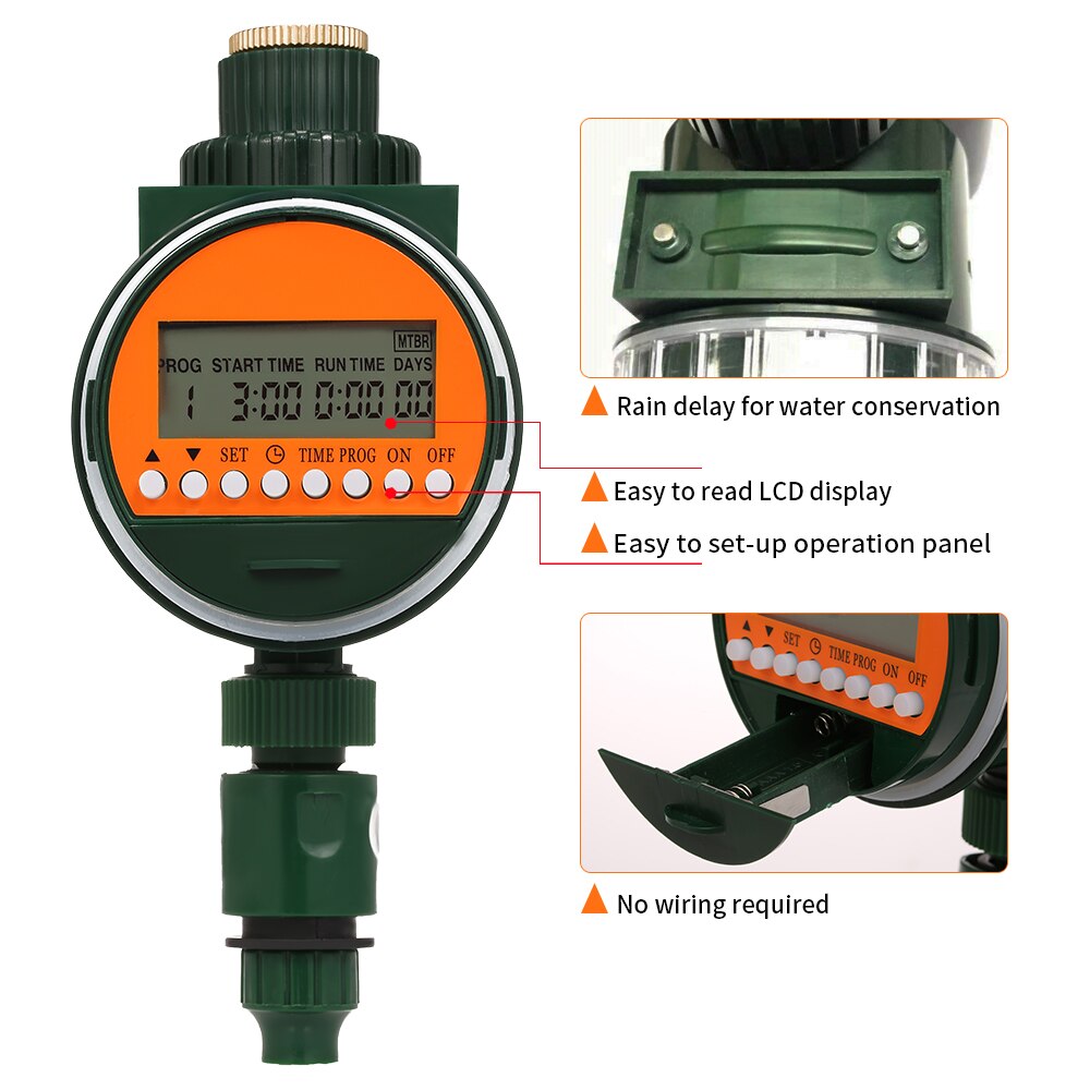 Automatisk trädgårdsvatten timer ledd display intelligent bevattningstimer bevattningskontroll med regnsensor trädgårdstillbehör