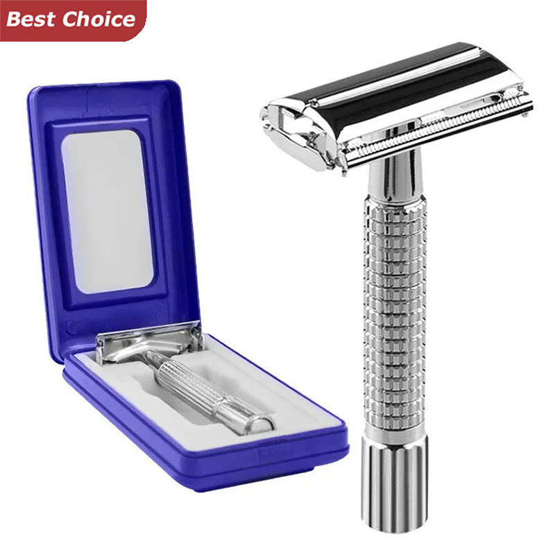 Juego de afeitadora de pelo y barba de doble filo, afeitadora de barba clásica tradicional para hombre, maquinilla de afeitar de seguridad para accesorios de estilismo de peluquero