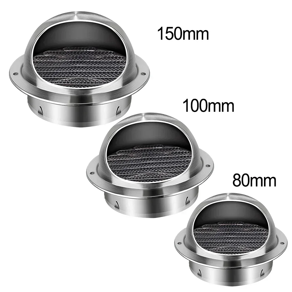 80/100/50MM Stainless Steel Exterior Wall Air Outlet Grille Round Heating Cooling Vent Cover Wall Ceiling Vent Cooling Vents Cap
