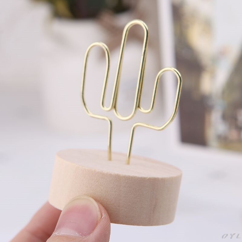 Memo Card Photo Message Picture Clip Note Clamp Table Numbers Round Wooden Base Holder For Wedding Party