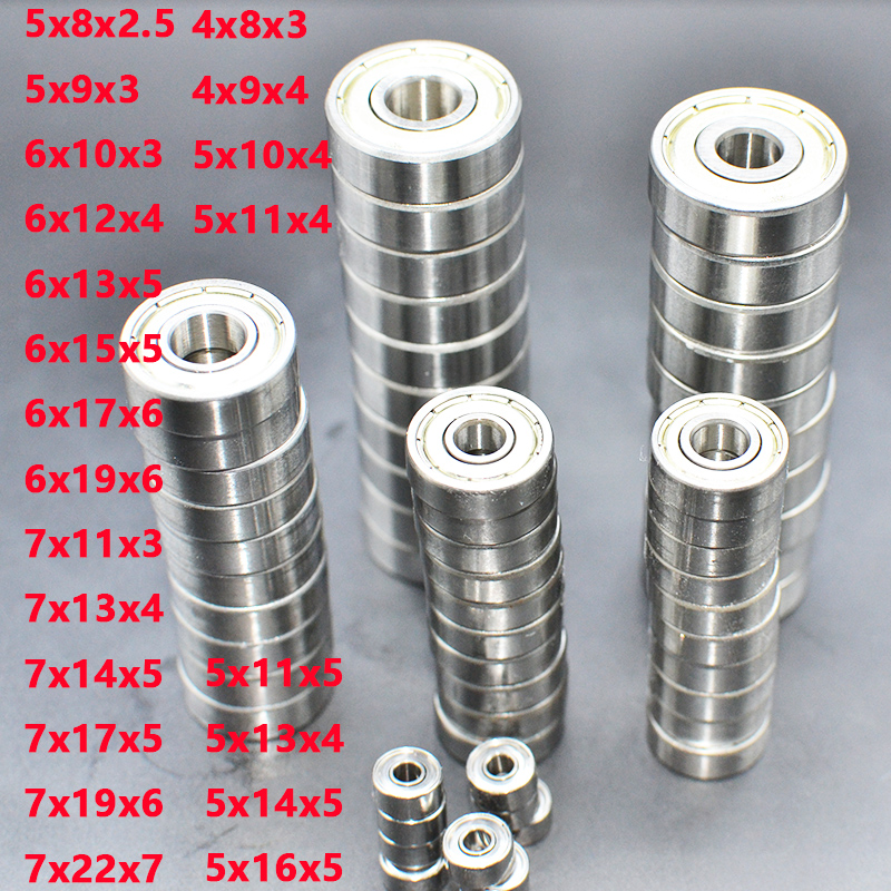 10pcs Small Bearings Inner Diameter 2mm 3mm 4mm 5mm 6mm 7mm 8mm 9mm 10mm 3x7x3 5x10x4 5x11x4 8x22x7 10x15x4 mm Miniature Bearing
