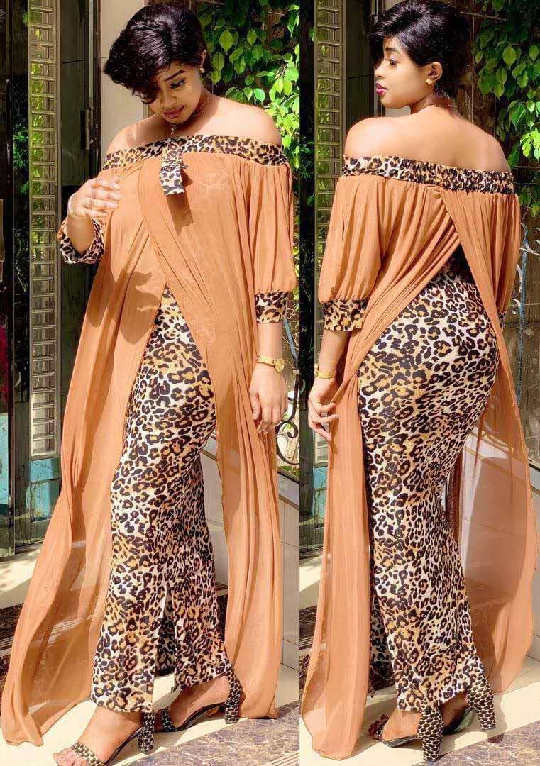 2021 afrikanske lang maxi kjole kvinners leopard slash neck off shoulder ryggløs daglig kveld festkjole afrikanske kjoler for kvinner: Khaki