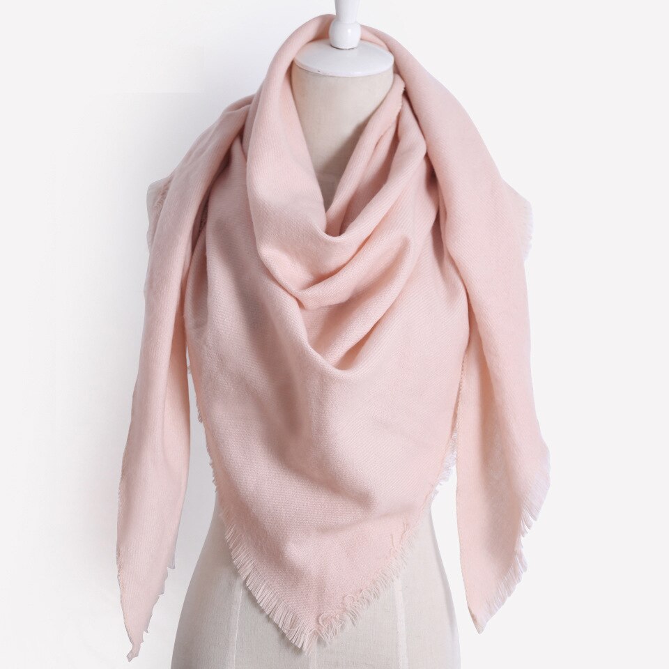 de luxe femmes hiver écharpe en cachemire grande couverture écharpe envelopper longue laine châles écharpes femmes couleur unie écharpe Hijab: pink scarf