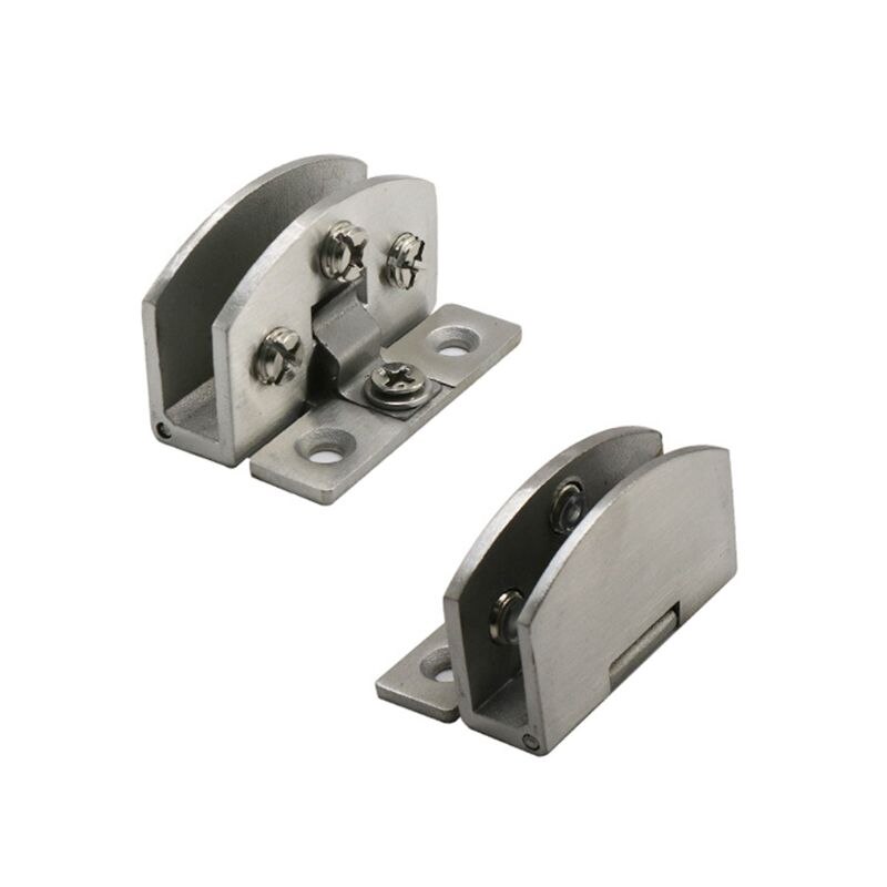 2PCS No Drilling Heavy Duty Clamp Hinge Zinc Alloy Wine Cabinet Glass Door Hinge