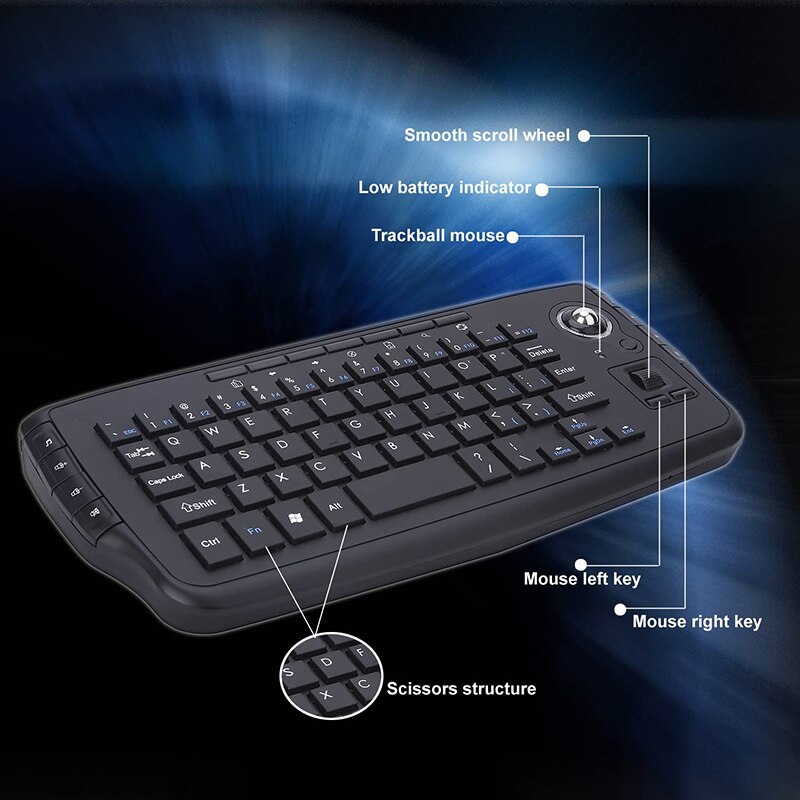 SeenDa-miniteclado sin cables para ordenador portátil y PC, teclado portátil multifunción con Trackball Air Mouse, decente, 2,4G