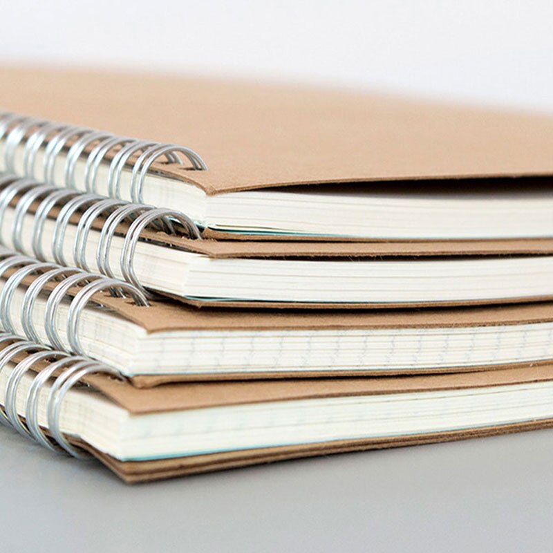 Agenda A5 Spiral Notebook Daily Planner Grid Dot Blank Line Kraft Paper DIY Sketchbook Office Supplies Stationey