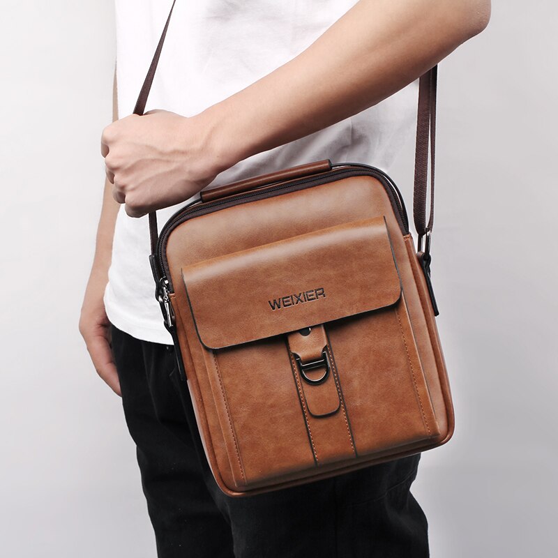 Mode PU Leer Mannen Schoudertas Toevallige Rits Kantoor Messenger Bags