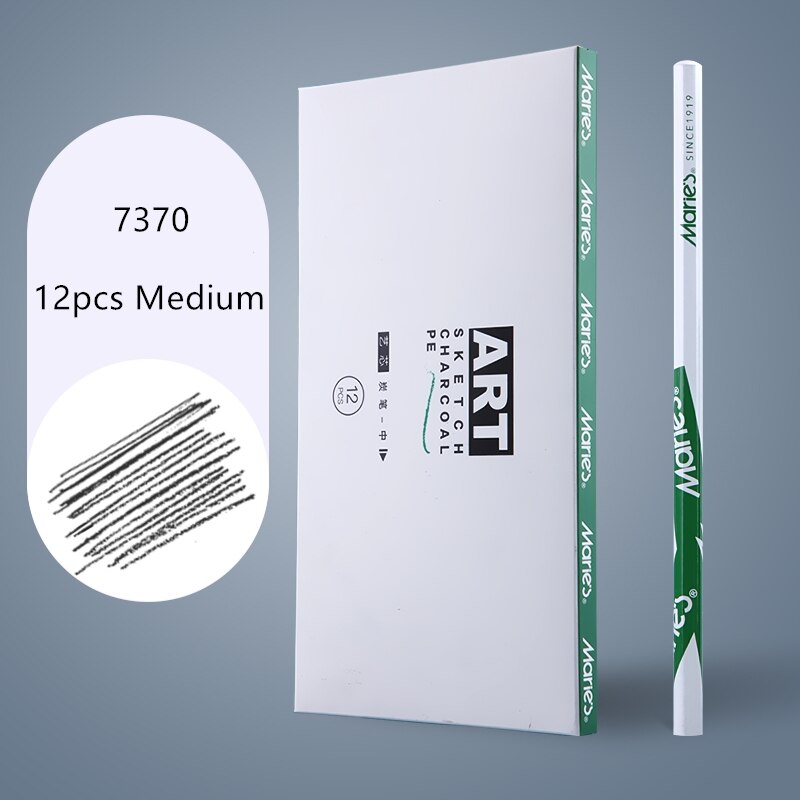 Charcoal Sketch Pencil Drawing Set Soft Medium Hard 4mm Lead Art Supplies Sketching Tools: 12pcs 7370 Medium