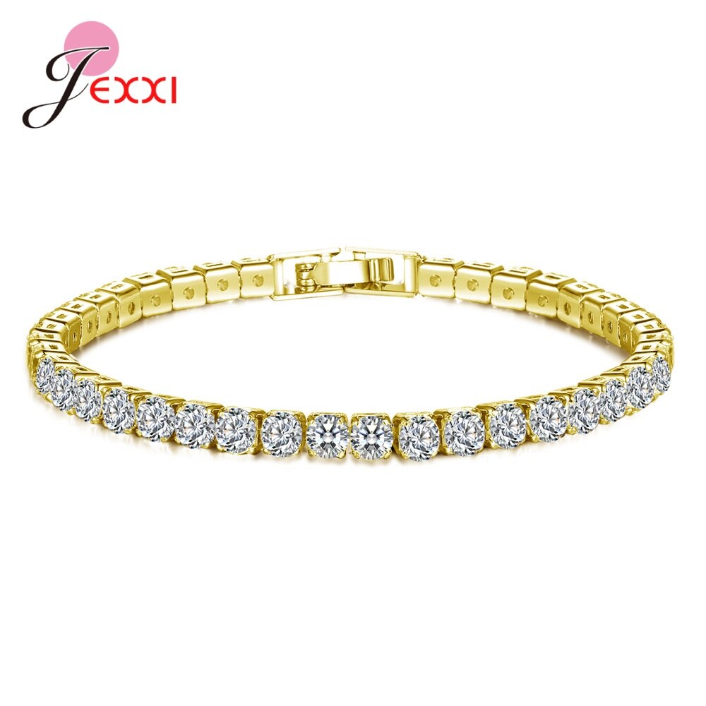 Sólido 925 prata esterlina brilhante zircônia cúbica tênis pulseira pulseira para o casamento feminino moda jóias aniversário por atacado