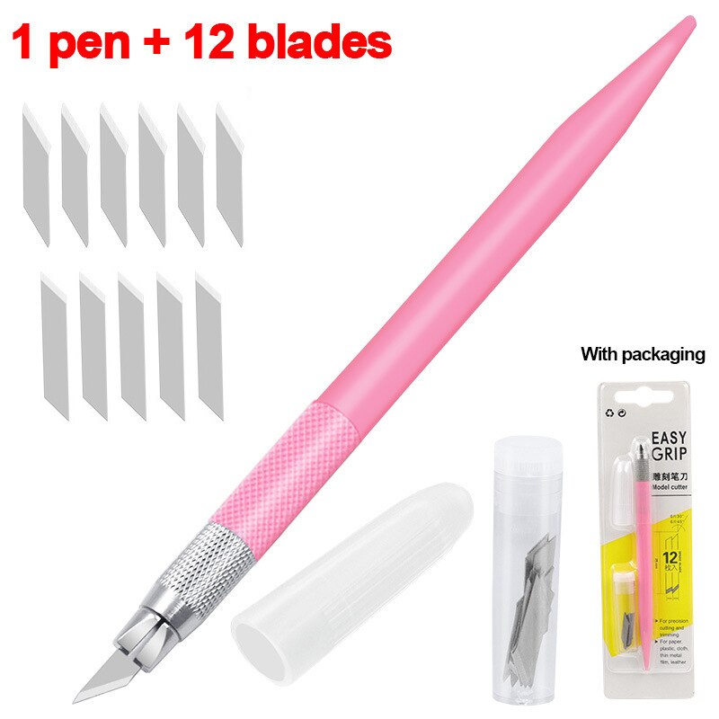 12 Stuks Messen Multifunctionele Vleesmes Scrapbook Sticker Pincet Kleur Non-Slip Handvat Papier Snijden Mes Briefopener: Engraving Knife-3