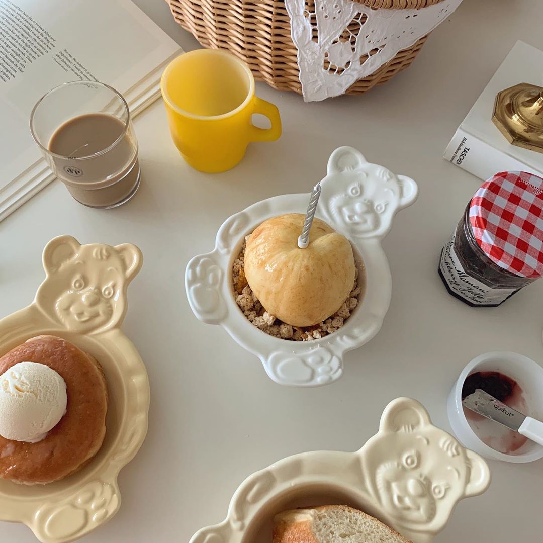 Koreaanse Versie Zoete Beer Dessert Kom Koreaanse Fruit Ontbijt Granen Kom Keramische Servies